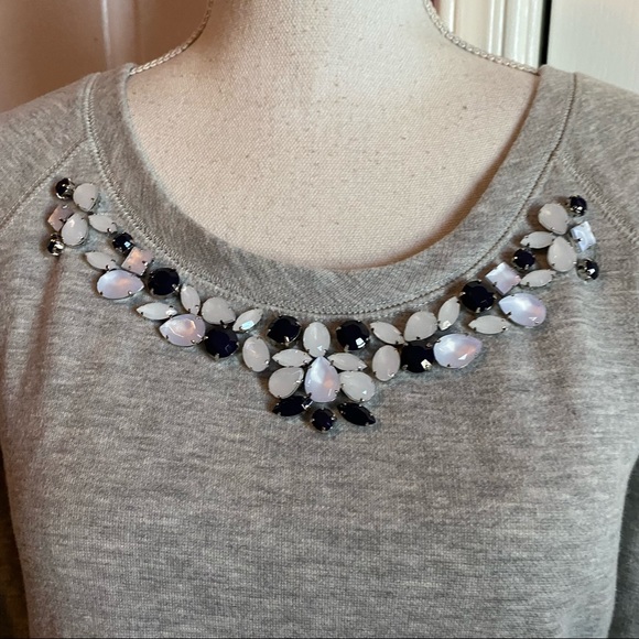 Ann Taylor WOMEN'S  Grey Embellished Sleeve Sweater M - Picture 2 of 6